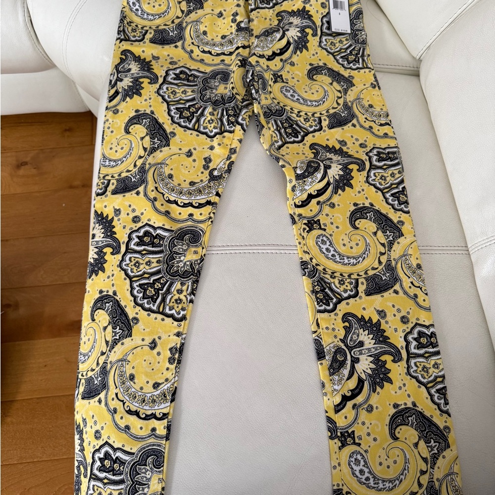 Paisley Print Yellow Jeans